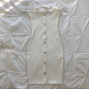 White button Ribbed Dress